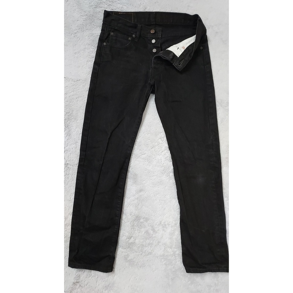 Levis 501 Jeans Mens 29x30 Straight Leg Original Fit Black Denim Button Fly